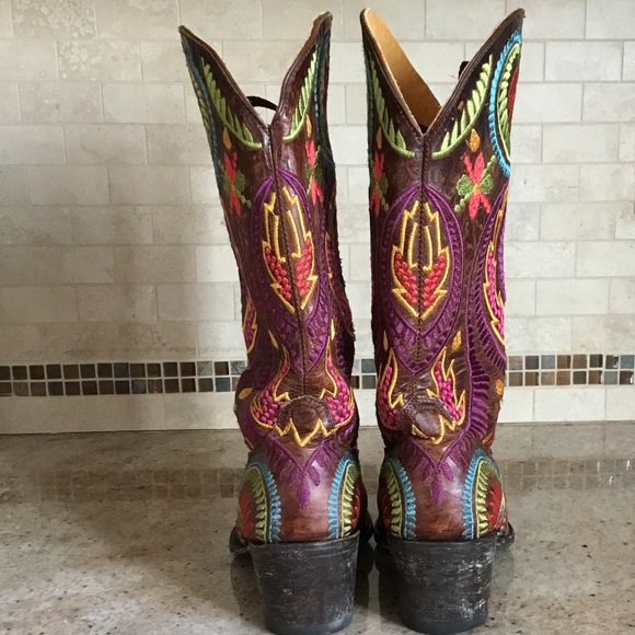 Old Gringo Tiegan Embroidered Western Cowboy Cowgirl Boots Vesuvio Brass - Picture 8 of 16